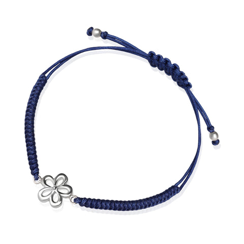 Bracelet 925 Silver Women Alegria Flower Woven Electric Blue