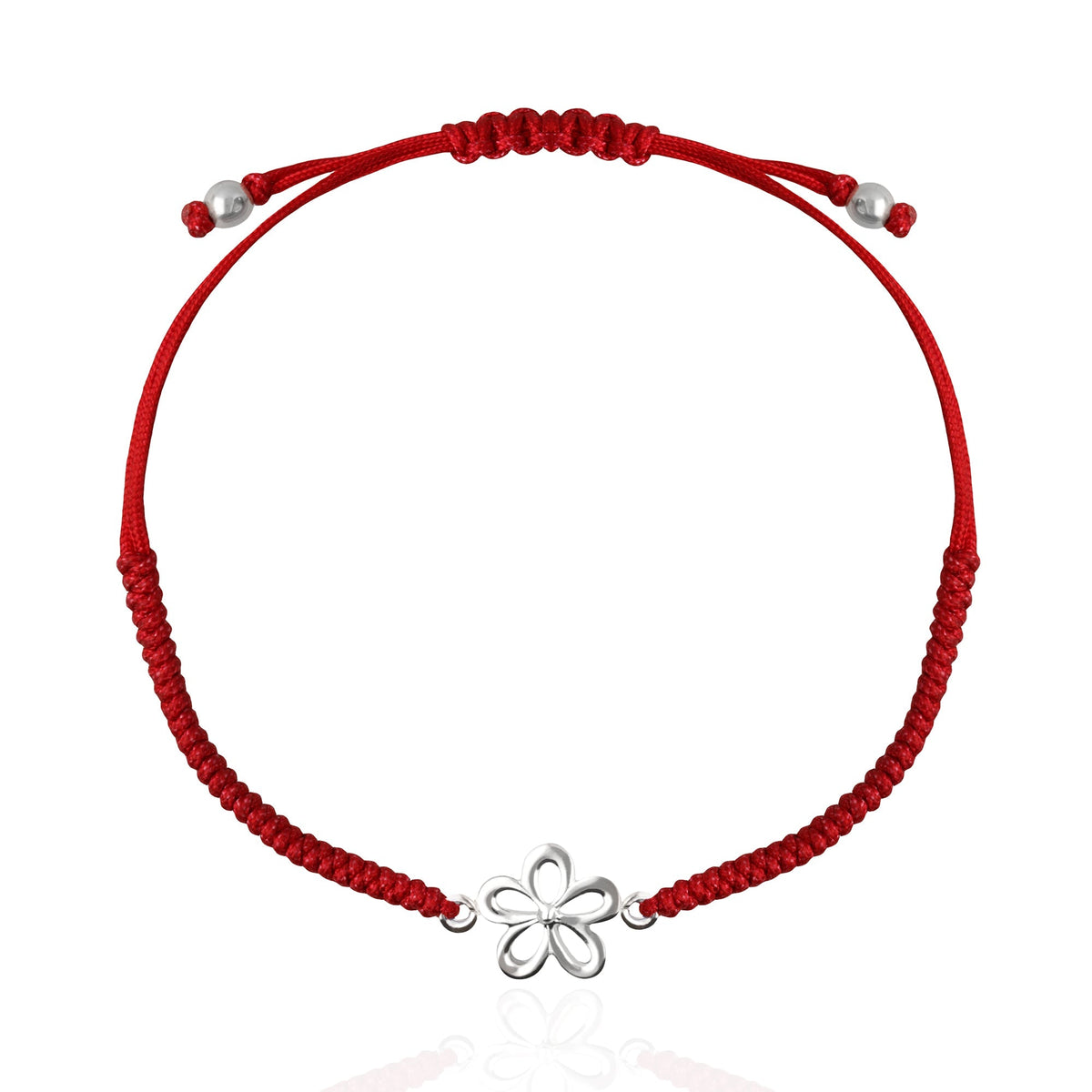 Bracelet 925 Silver Women Alegria Flower Woven Red