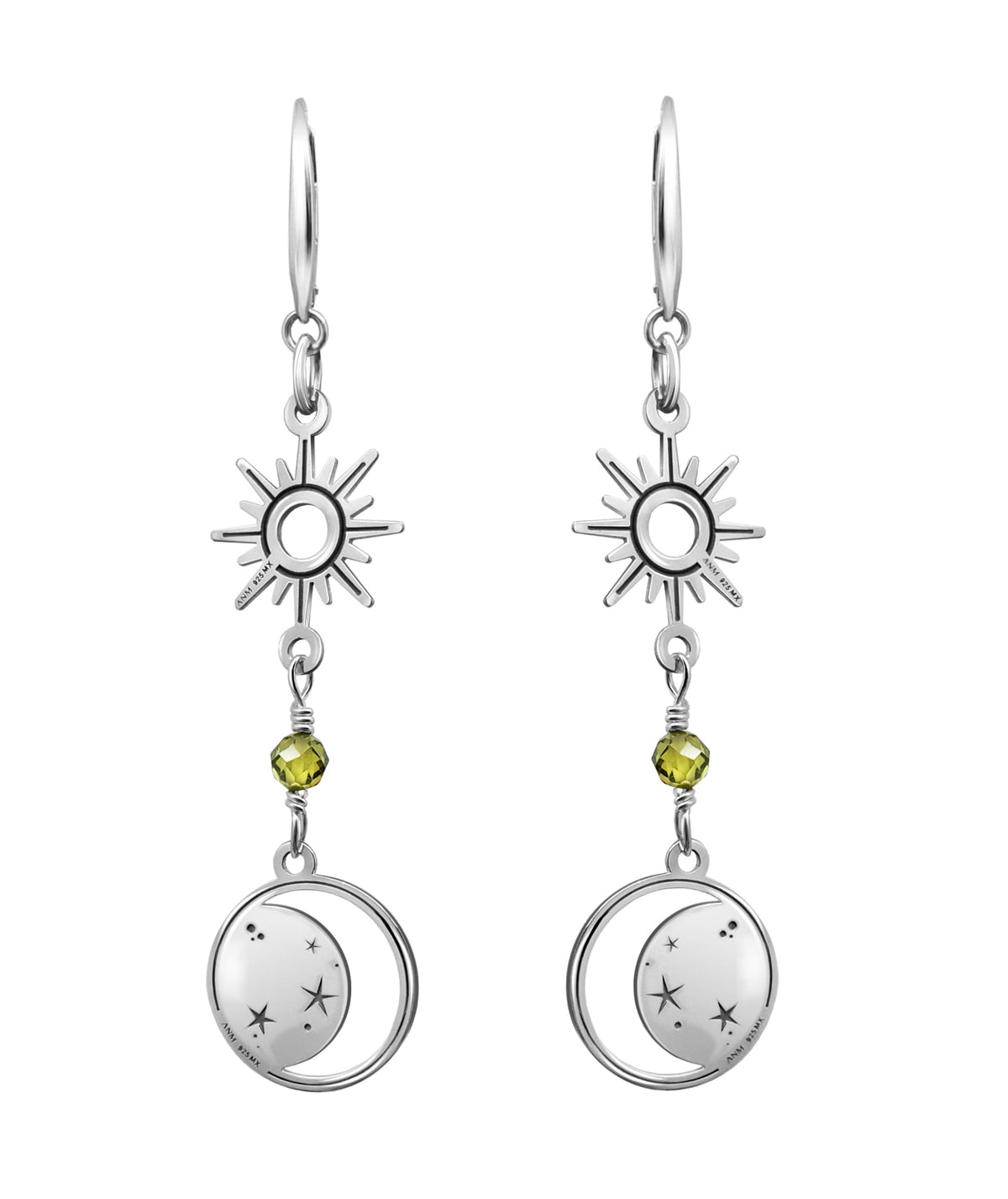 Earrings 925 Silver Women Astros Sun Moon Circle Anamora by Tanya Moss