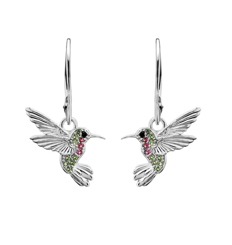 Earrings 925 Silver Women Florecer Flower Hummingbird Anamora by Tanya Moss