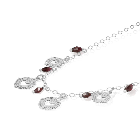 Necklace 925 Silver Women Milagritos Heart Garnet Gd Anamora by Tanya Moss