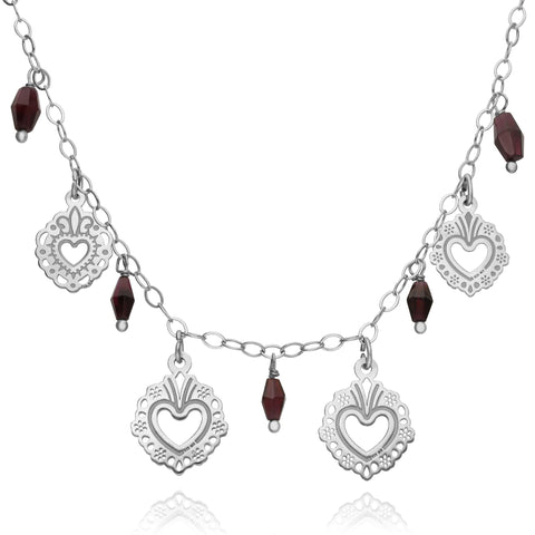 Necklace 925 Silver Women Milagritos Heart Garnet Gd Anamora by Tanya Moss