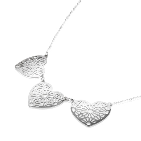 Necklace 925 Silver Women Barro Negro 3 Heart Anamora by Tanya Moss