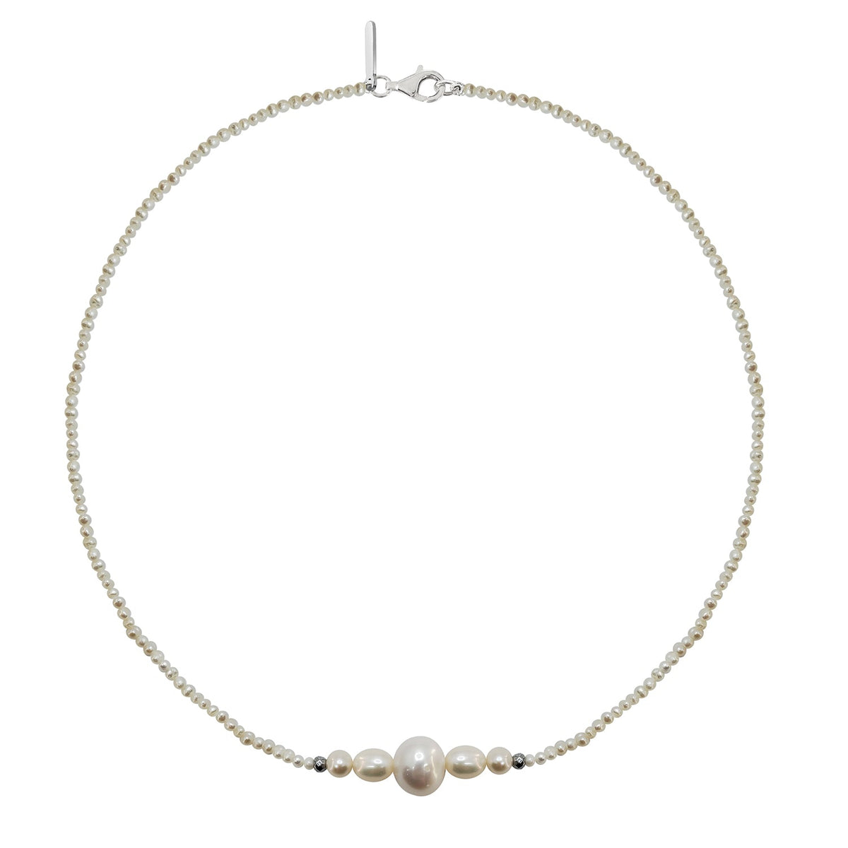 Necklace 925 Silver Women Marina Small Pearls 5 Modulos Anamora by Tanya Moss
