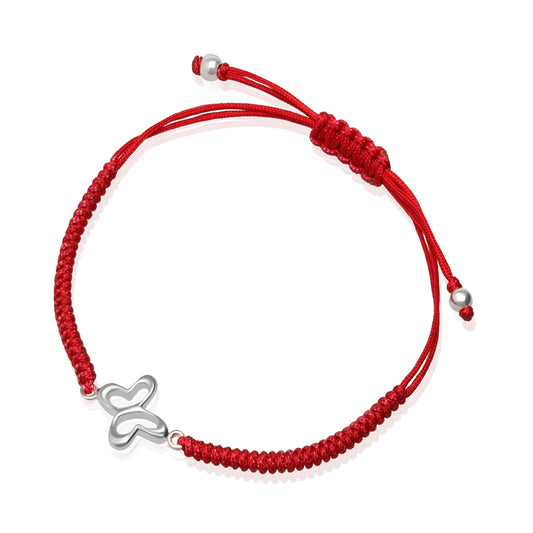 Bracelet 925 Silver Women Alegria Butterfly Woven Red