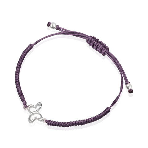 Bracelet 925 Silver Women Alegria Butterfly Woven Purple