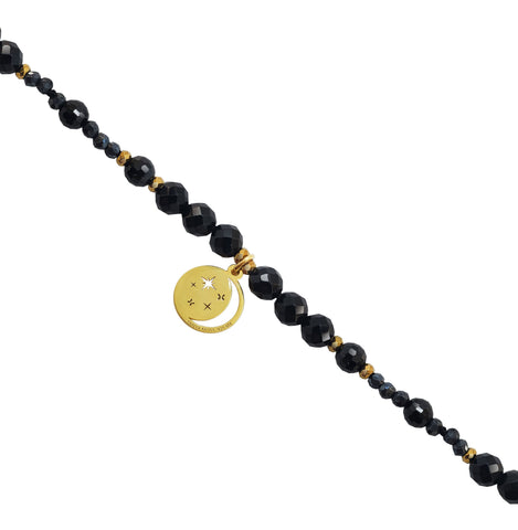 Bracelet 925 Silver Women Magia Luna Cosmos Agata Negra Dorado