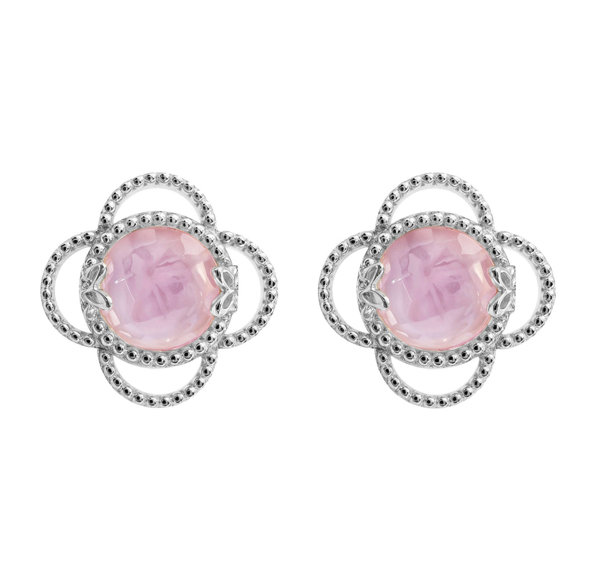 Studs 925 Silver Women Rose Mop Cristal