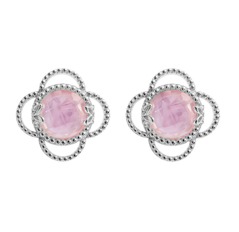 Studs 925 Silver Women Rose Mop Cristal