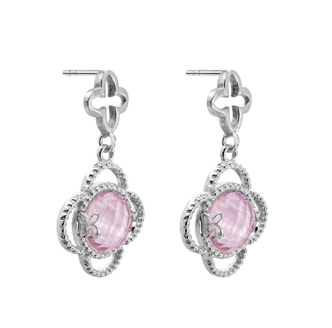 Earrings 925 Silver Women Rose Mariposa Mop Cristal
