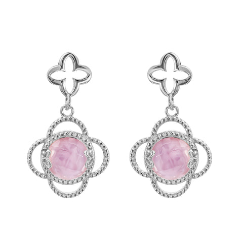 Earrings 925 Silver Women Rose Mariposa Mop Cristal