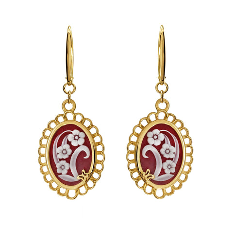 Earrings 925 Silver Women Motivos Flores Azul Dorados