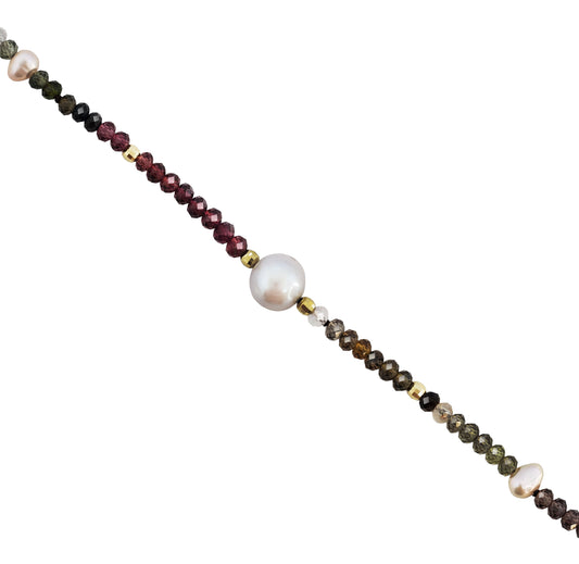 Pulsera Mujer Oro 14K Oro Finito Zafiro Tundra Perlas