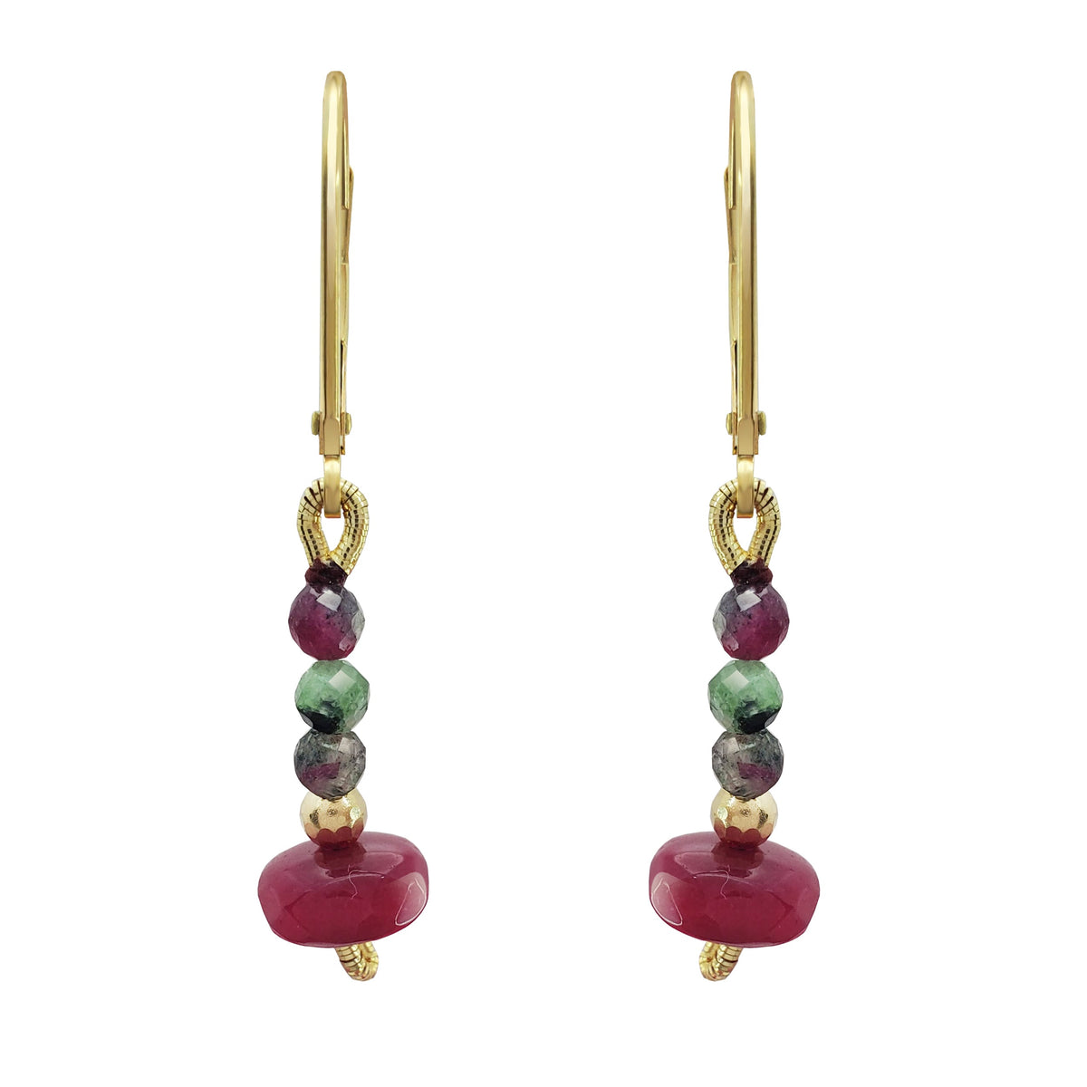 Earrings Mujer Oro 14K Oro Rubi Zoisite