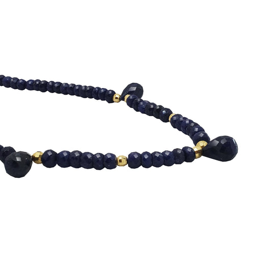 Collar Mujer Oro 14K Oro Finito Zafiro Gotas