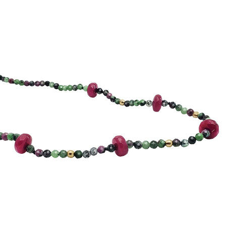 Collar Mujer Oro 14K Oro Finito Rubi Zoisite