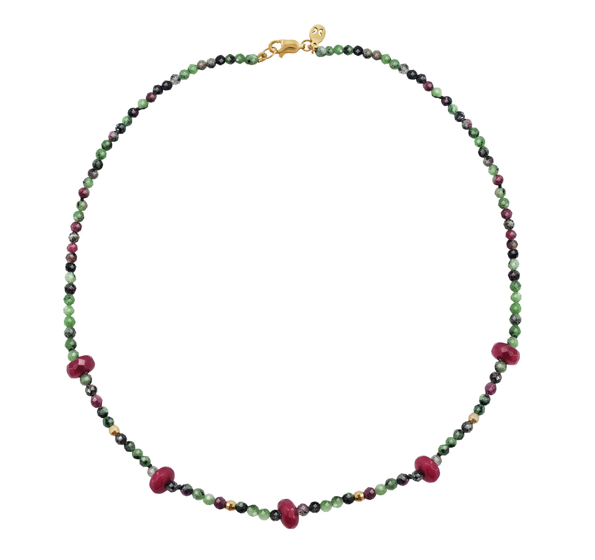 Collar Mujer Oro 14K Oro Finito Rubi Zoisite