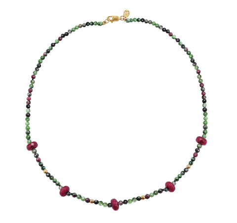 Collar Mujer Oro 14K Oro Finito Rubi Zoisite