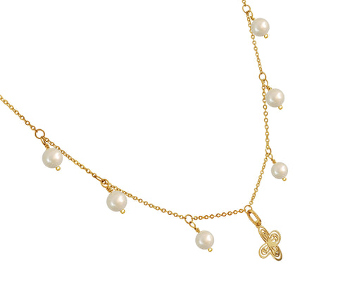 Collar Mujer Oro 14K Oro Aurora Mariposa Perla