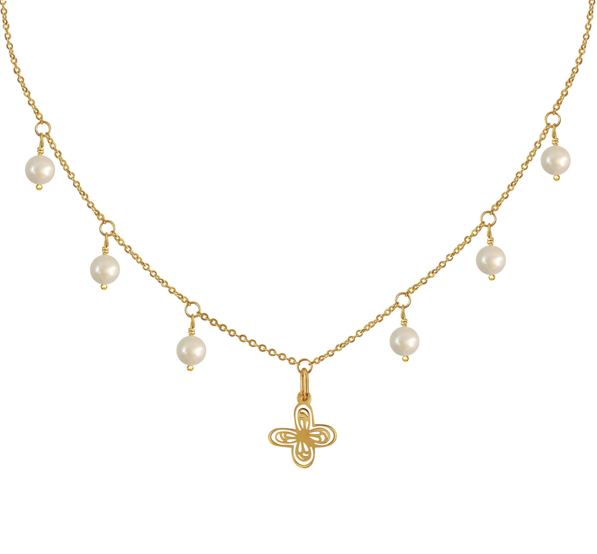 Collar Mujer Oro 14K Oro Aurora Mariposa Perla