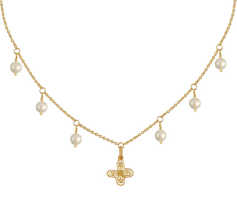 Collar Mujer Oro 14K Oro Aurora Mariposa Perla