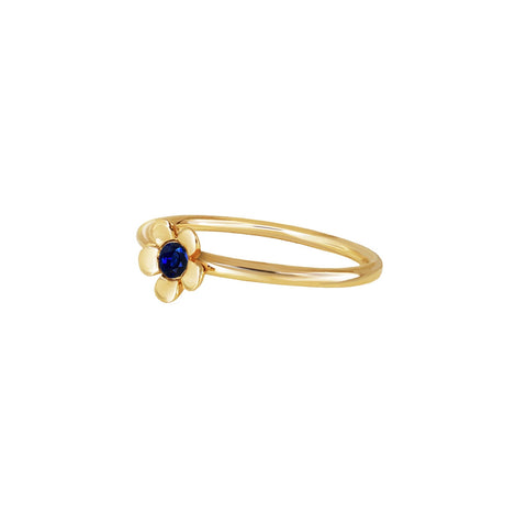 Anillo Mujer Oro 14K Oro Flor Zafiro