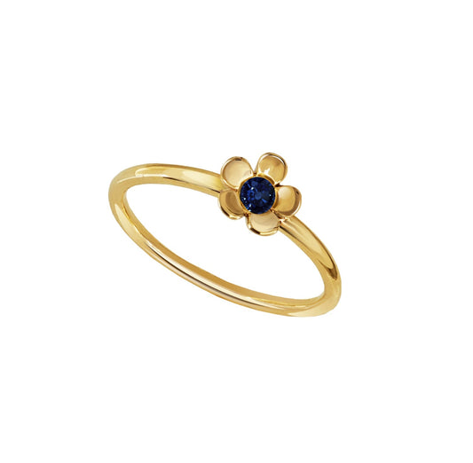 Anillo Mujer Oro 14K Oro Flor Zafiro
