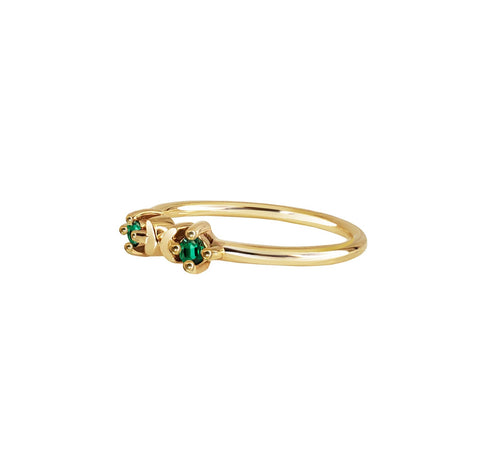 Anillo Mujer Oro 14K Oro Mariposa Esmeralda