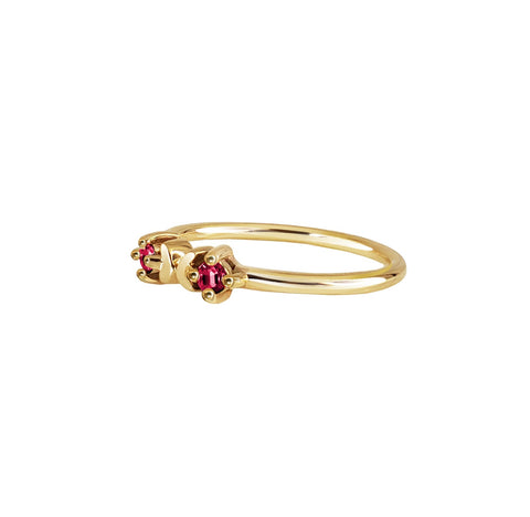 Anillo Mujer Oro 14K Oro Mariposa Rubi