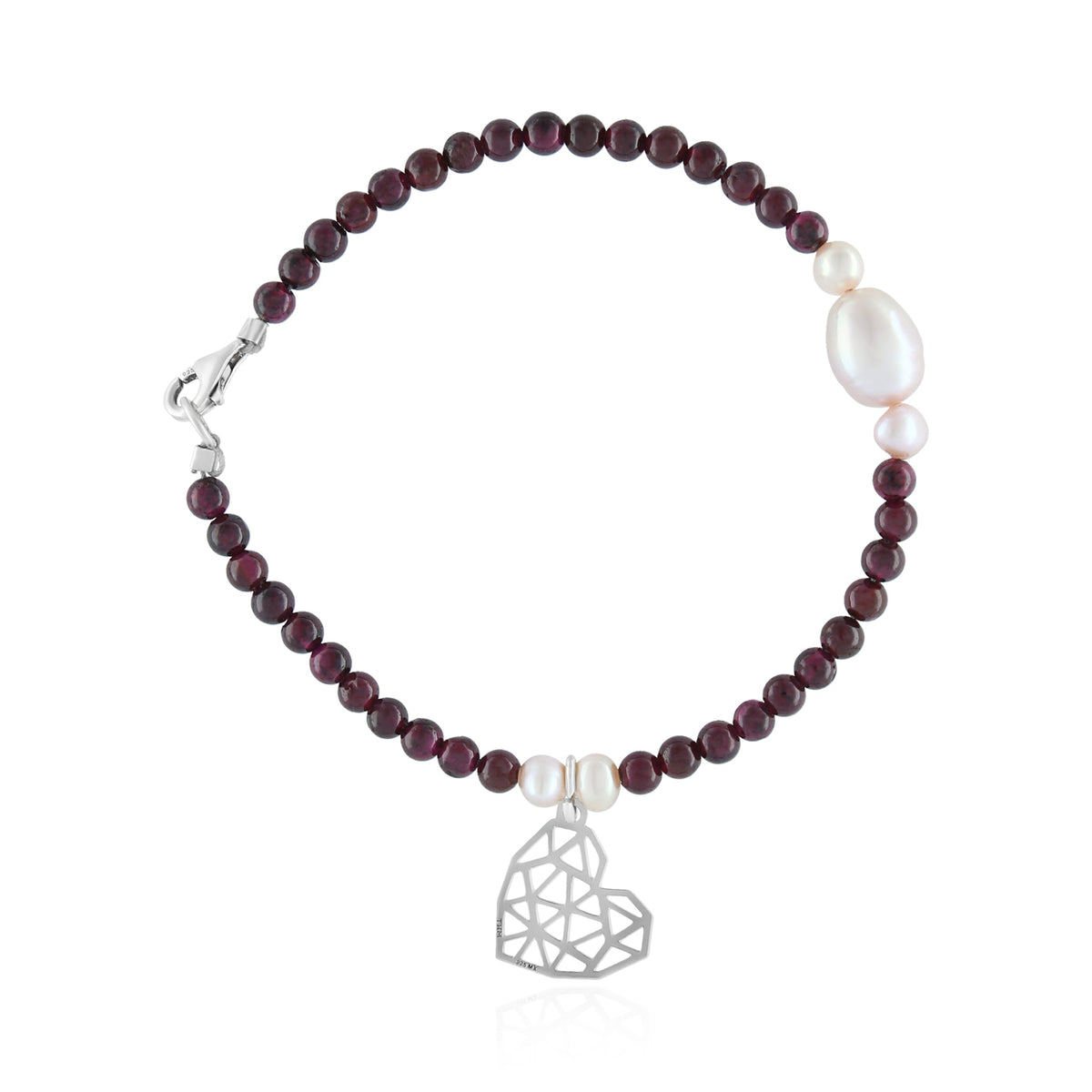 Bracelet 925 Silver Women Origami Heart Garnet Anamora by Tanya Moss