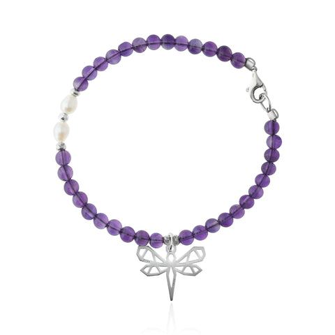 Bracelet 925 Silver Women Origami Dragonfly Amethyst Anamora by Tanya Moss