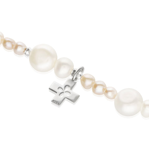 Bracelet 925 Silver Women Religioso Cross Pearls Anamora by Tanya Moss