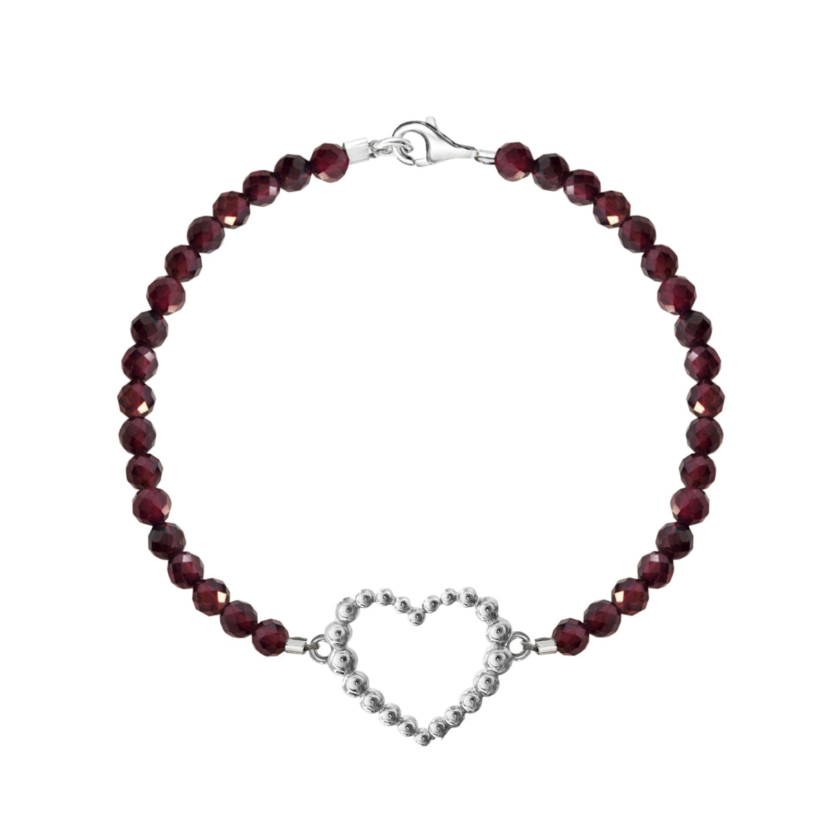 Bracelet 925 Silver Women Burbujas Heart Garnet Anamora by Tanya Moss