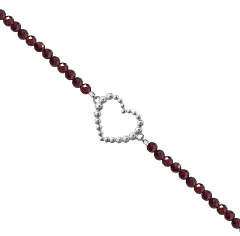 Bracelet 925 Silver Women Burbujas Heart Garnet Anamora by Tanya Moss