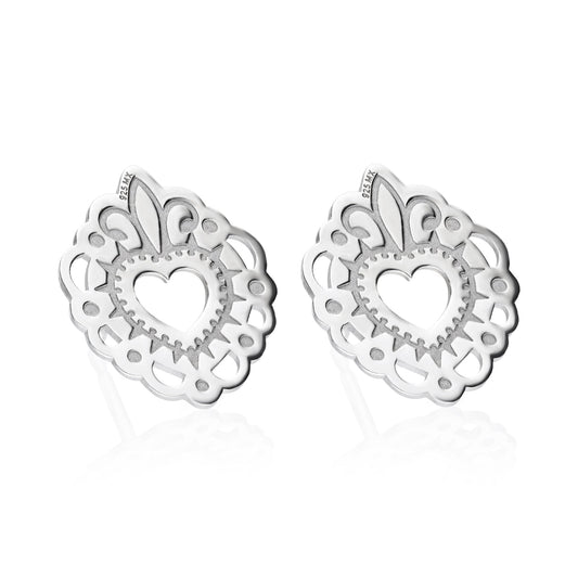 Studs 925 Silver Women Milagritos Heart Anamora by Tanya Moss