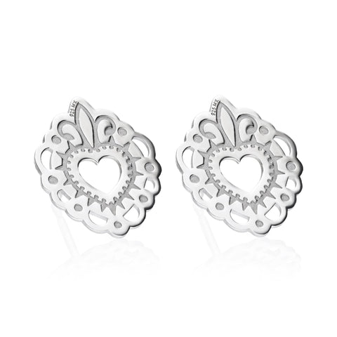 Studs 925 Silver Women Milagritos Heart Anamora by Tanya Moss