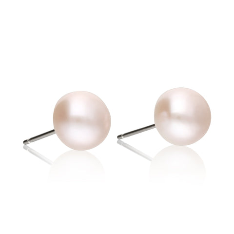 Studs 925 Silver Women Pearls Boton Pink Anamora by Tanya Moss