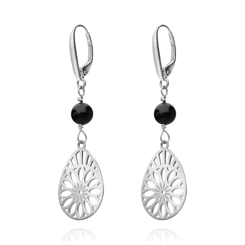 Earrings 925 Silver Women Barro Negro Gout Agate Anamora by Tanya Moss