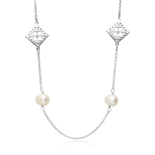 Necklace 925 Silver Women Azulejos Pearls Long Anamora by Tanya Moss