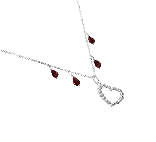 Necklace 925 Silver Women Burbujas Heart Garnet Anamora by Tanya Moss