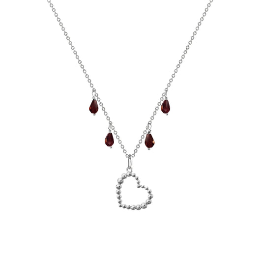 Necklace 925 Silver Women Burbujas Heart Garnet Anamora by Tanya Moss
