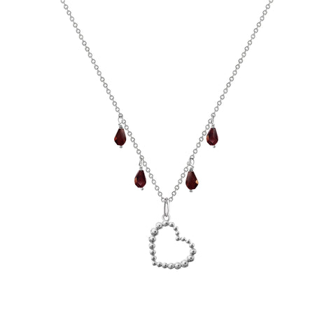 Necklace 925 Silver Women Burbujas Heart Garnet Anamora by Tanya Moss