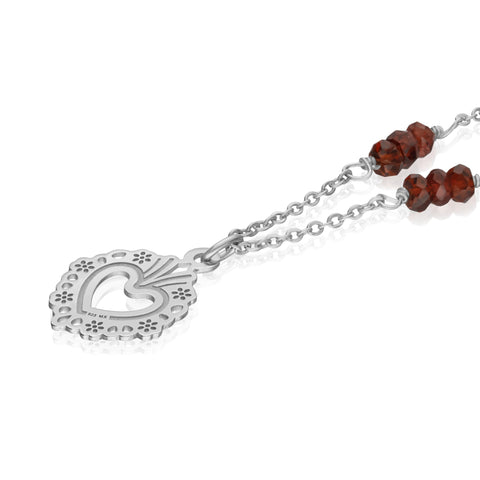 Pendant 925 Silver Women Milagritos Heart Garnet Anamora by Tanya Moss