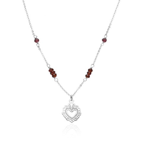 Pendant 925 Silver Women Milagritos Heart Garnet Anamora by Tanya Moss