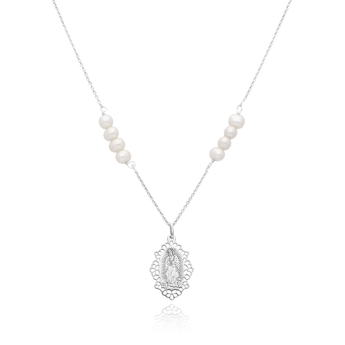 Pendant 925 Silver Women Religioso Virgin Guadalupe Pearls Anamora by Tanya Moss