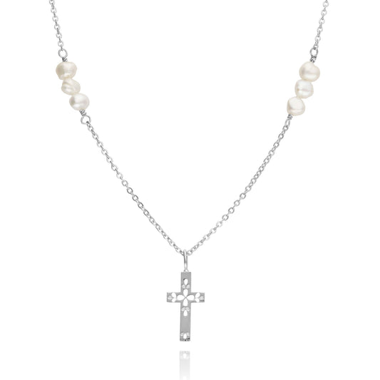 Pendant 925 Silver Women Religioso Cross Pearls Anamora by Tanya Moss