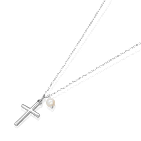 Pendant 925 Silver Women Religioso Cross Pearls Anamora by Tanya Moss