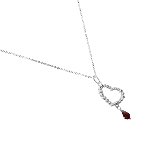 Pendant 925 Silver Women Burbujas Heart Garnet Anamora by Tanya Moss