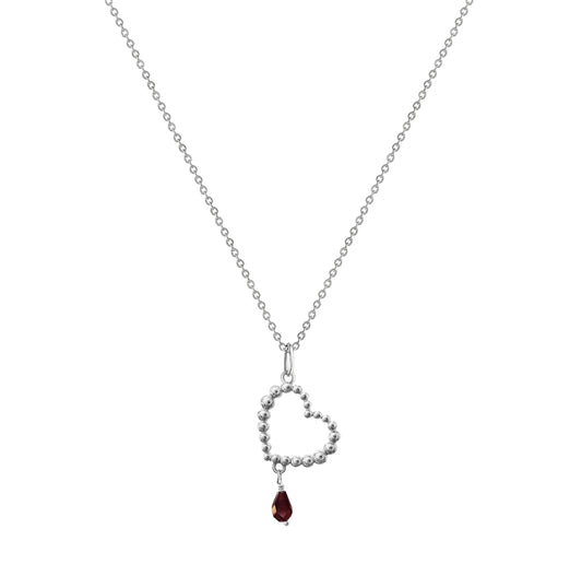 Pendant 925 Silver Women Burbujas Heart Garnet Anamora by Tanya Moss