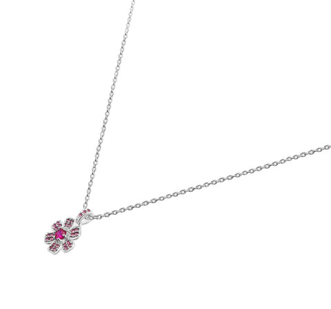 Pendant 925 Silver Women Florecer Flower Pink Crystals Anamora by Tanya Moss